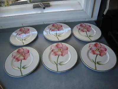 Set Of Six (6) Nwot Villeroy & Boch  Flora  7  Bread Fine China Plates Germany • $75