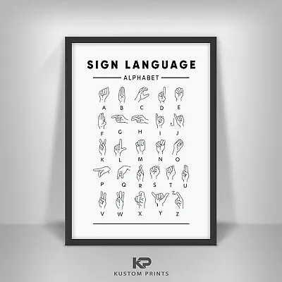 £10.99 • Buy Alphabet Sign Language Print Educational Wall Art Poster ABC Picture Classroom