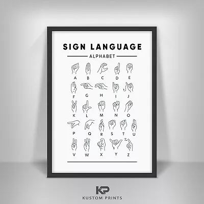 £10.99 • Buy Alphabet Sign Language Print Educational Wall Art Poster ABC Picture Classroom