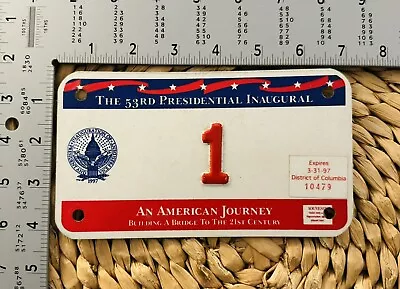 1997 Washington DC Inaugural Motorcycle License Plate Low Number 1 Souvenir • $200