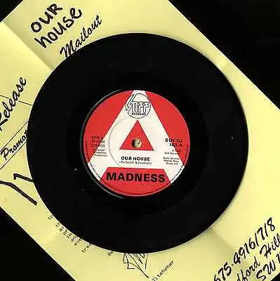 MADNESS - OUR HOUSE - A LABEL 7  PROMO + PRESS SHEET Suggs Ska 2 Tone Lp KIX79 • £29.99