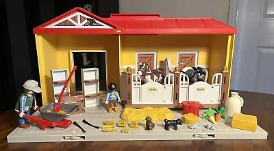 PLAYMOBIL HORSE STABLE 5348 TAKE ALONG HORSE STABLE Incomplete But Main Pieces • £20