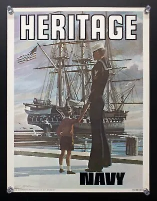 1974 Heritage US Navy Recruiting Poster By Lou Nolan Vietnam War Era Vintage • $95