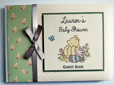 Classic Winnie The Pooh Unisex Green And Beige Baby Shower Guest Book • $26.10