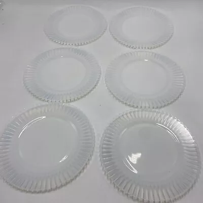 Lot Of 6 MacBeth Evans White Opalescent Petalware 8” Bread Dessert Plates • $34.95