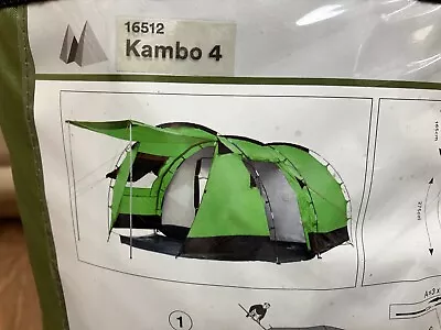 Skandika Kambo 4 Person Family Tent Camping Tunnel Tent Green Mosquito Nets NEW. • £150