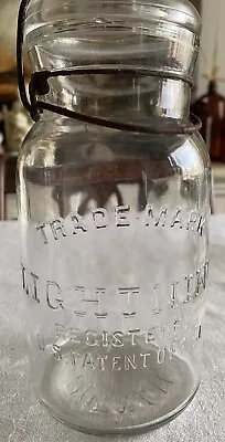 Lightning Trademark Putnam Clear Glass Quart Jar With Lid Wire Bail Vintage  • $13.99