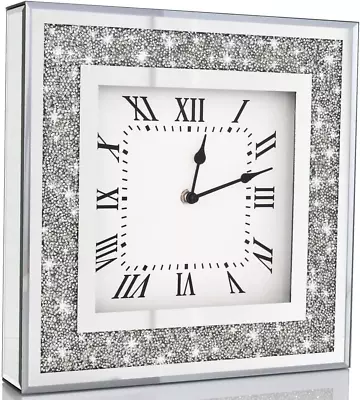 Crystal Crush Diamond Mirrored Wall Clock Sparkle Twinkle Bling Diamond 12x12  • $57.30