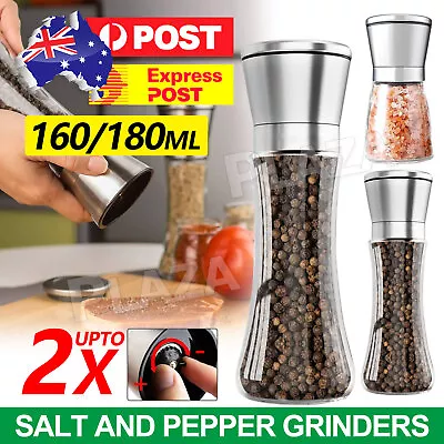 160/180ml Salt And Pepper Grinders Stainless Steel Glass Ceramic Mills Kitchen • $10.95