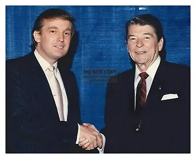 President Donald Trump & Ronald Reagan Shaking Hands 8x10 Photograph • $8.49