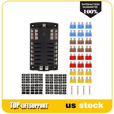 Waterproof 12 Way Blade Fuse Box Block Holder With Negative For Marine Car Boat • $21.54