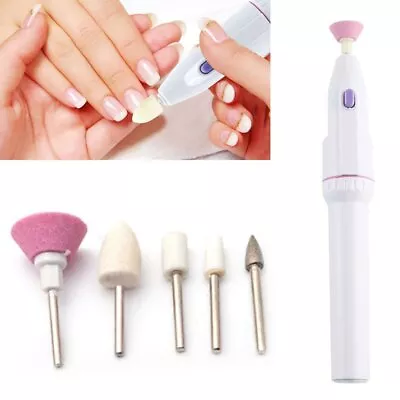 5 Bits Electric Nail File Drill Kit Tips Manicure Salon Pen Shape Nail Art Tool • $11.84