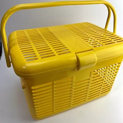 Vintage Mid Century Yellow Plastic Picnic Basket Pioneer 808 - Rare! MCM  Nice! • $68.99