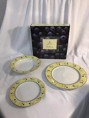 £30.17 • Buy Royal Doulton Blueberry 3 Piece Set Dinner And Salad Plate With Soup Bowl 