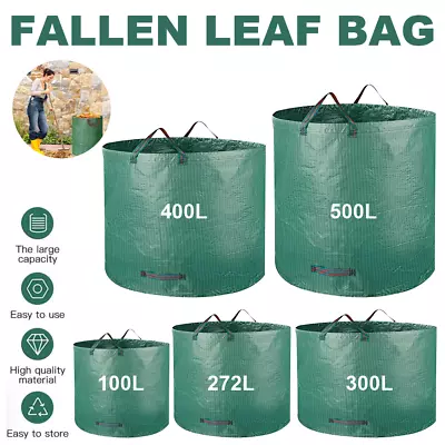 £8.99 • Buy Heavy Duty Garden Waste Bag Reusable Waterproof Refuse Sack For Leaves Grass Bin
