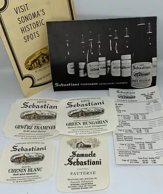 Lot Sebastiani 1972 1973 Sonoma Valley Gewurztraminer Vintage Wine Label Blanc • $30