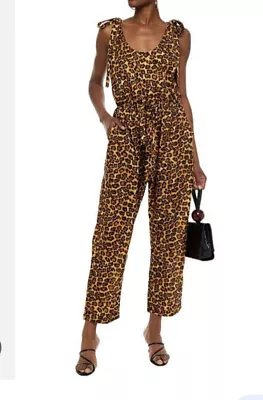 Zimmermann Leopard-print Silk Crepe De Chine Jumpsuit Size 0 $149 • $99