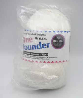 Knitting Yarn One Pound WHITE 4Ply No Dye Lot 16 Oz. Lana Moro Made Turkey NEW • $10.99