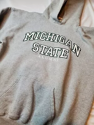 VTG Michigan State Spartans Alumni Hoodie Gray Men's XL Embroidered USA STAIN • $25.46