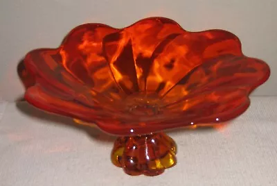 Vintage Viking Orange Art Glass Bowl Scalloped Edged Top & Footed 9” X 5” • $15