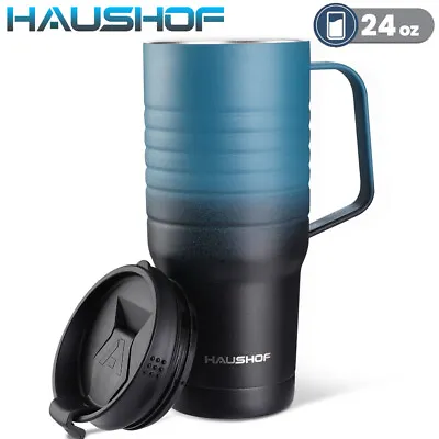 $24.99 • Buy HAUSHOF 24 Oz Travel Mug Tumbler Stainless Vacuum Insulated Travel Mugs W/Handle
