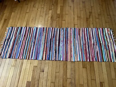 Chindi Area Rug 85”x26” Cotton Handmade Reversible Rag Carpet Multicolour • £35.68