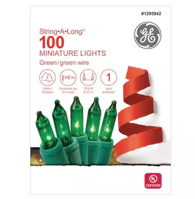 $10.45 • Buy GE String-A-Long 100-Count 20.6-ft GREEN Incandescent Christmas String Lights