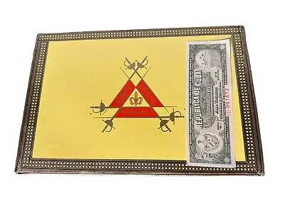 Montecristo No 4 Yellow Wooden Cigar Box Tax Stamp Habana Collectible Decor • $20