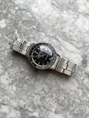 Vintage Zodiac Aerospace GMT 50s Automatic Glossy Black Dial 35mm Watch • $2399.99