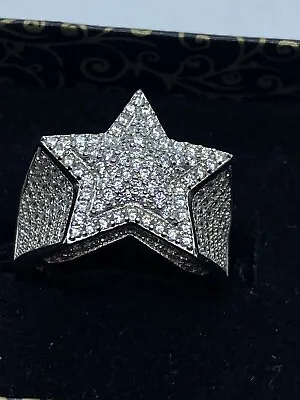 £41.90 • Buy Solid Genuine 925 Sterling Silver Star Design CZ Men’s Pinky Ring 