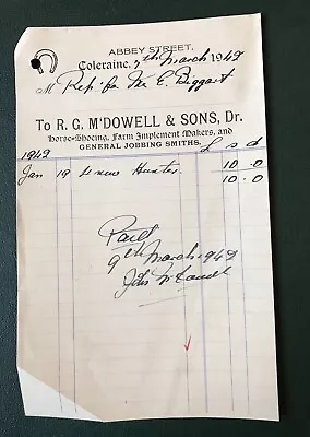 R G McDowell & Sons - Smiths - Coleraine-Vintage Receipted Bill M401 • $6.21