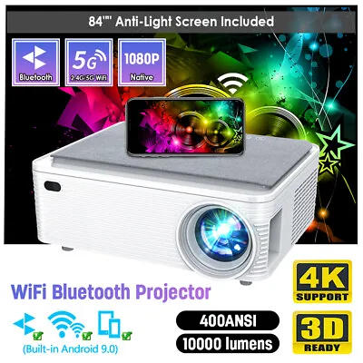 £176.99 • Buy 4K 5G 1080P LED Wifi Video Home Theater 3D Projector Cinema 84  Large Screen