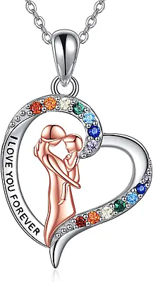 Mother Necklace Sterling Silver Chakra Mother Child Forever Love Necklace Gift F • $89.06