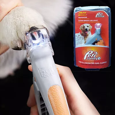 Pet Nail Clippers With LED Light Dog Cat Claw Grinder Scissor Toe Trimmer Cutter • £6.99