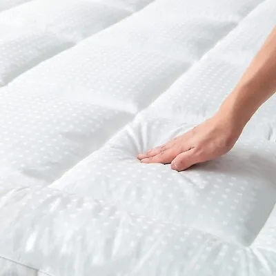 Cover Mattress Topper Pad Cooling Pillow Top Cotton Down Alternative Fill 900GSM • $79.95