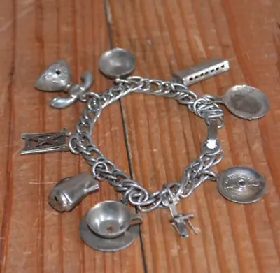 Vintage Charm Bracelet Harmonica Ladder Telephone Teacup Pot Chair Roulette • $19.95