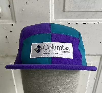 VTG 90’s Columbia Jacket UpCycled To A Color Blocking Adjustable 5 Panel Hat • $49.99