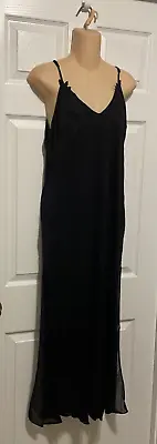 La Perla Ninfea M Knit Negligee Nightgown Gown Black Side Slits • $199.99