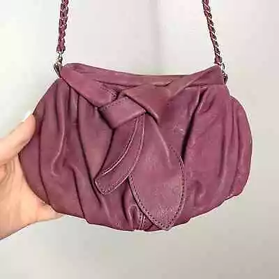 Junior Drake Vintage Purple Leather Crossbody Bag Gold Chain Strap • $44