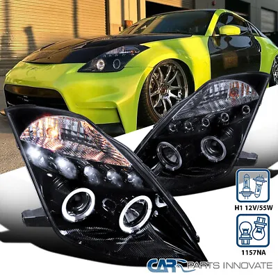 Fits 2003-2005 Nissan 350Z Z33 LED Halo Smoke Projector Headlights Head Lamps • $234.95