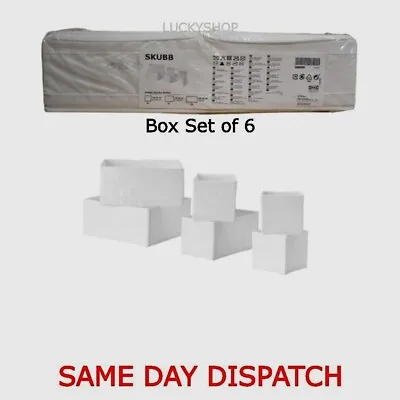 IKEA SKUBB Set Of 6 Drawer Organiser Storage Cloth Box Wardrobe White / Grey • £12.50
