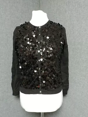 Pure Collection Cashmere Sequin Cardigan Black UK 12 RRP £249 LN022 AG 03 • $205.14