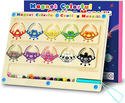 Magnetic Color And Number Maze - Wooden Learning Puzzle Board For Counting And M • $11.37