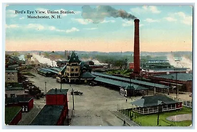 C1910 Birds Eye View Union Station Manchester New Hampshire NH Vintage Postcard • $12.97