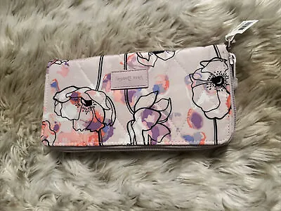 Vera Bradley Ultralight RFID Accordion Wristlet Anemone Watercolor Pink Wallet • $55