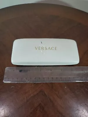 Versace Embossed Gold Logo White Leather Hard Clamshell Eyeglass - Glasses Case  • $5.50