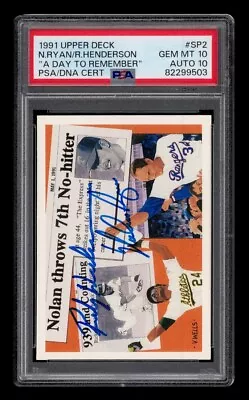 1991 Upper Deck: #SP2 Ryan Henderson  A Day To Remember  Auto PSA 10 AUTO 10 • $129.50