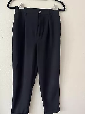 Zara Black Paperbag High Waist Ankle Cropped Pants Trousers XS • $3