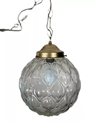 Vintage Mid Century Bubble Shape Glass Ball Swag Hanging Lamp Globe Light 11.5” • $89