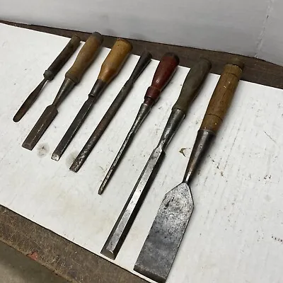 7  Vintage Wood Chisels Winchester Eclipse Stanley Etc  DEL-03 • $69.99